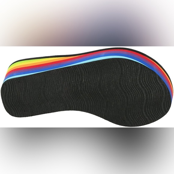 New In! Rocket Dog Multicolor Rainbow Ultra Platform Wedge Sandal - Picture 6 of 8
